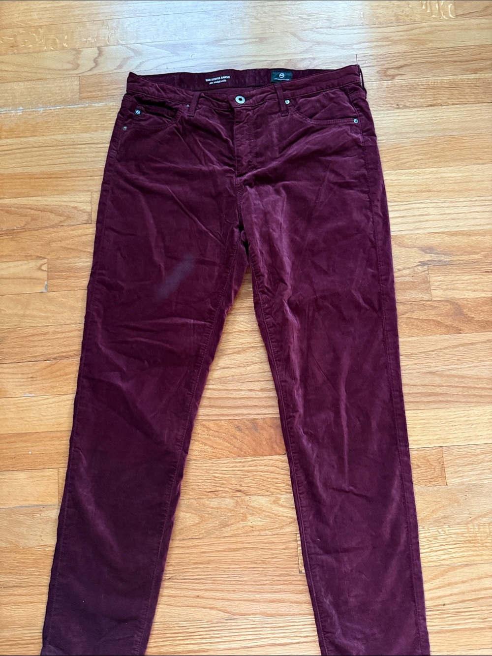 Ag Adriano Goldschmied Red Velvet Slim Straight Jeans 31R The Stevie Ankle